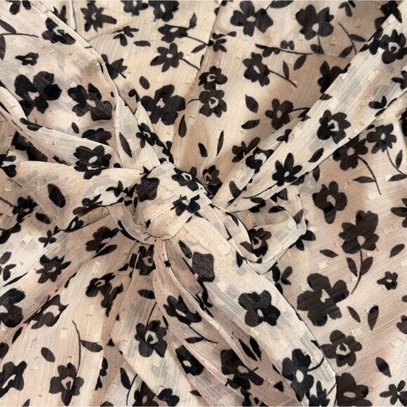 Illa Illa Long Sleeve Chiffon Style Floral Romper-Tan/Black-Size M-GUC - Picture 10 of 11